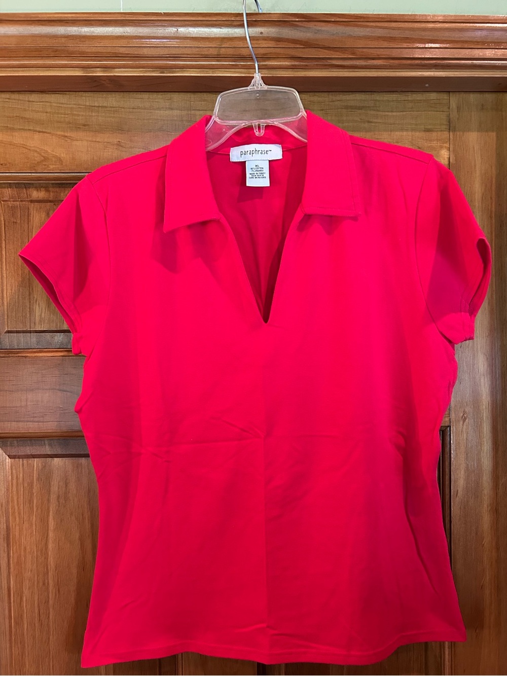 Paraphrase Women's Hot Pink Notch-Collar Short Sleeve Tee